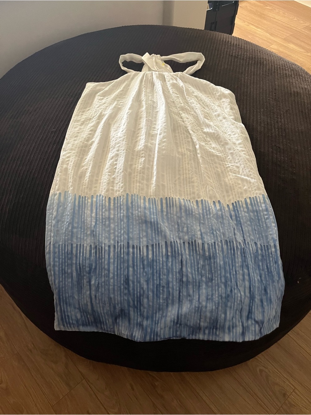 White and Light Blue Halter Dress